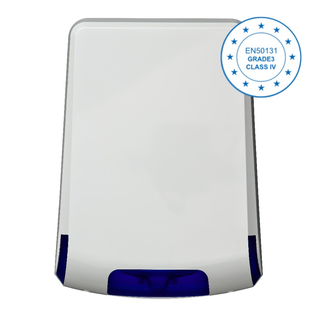 TELETEKSirena Exterior Flasch Azul Vertical. Batería integrada 9V. Grado 3