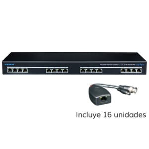 UTEPOConversor UTP 16ch Vídeo 4EN1 + Alimentación en Rack 19"
